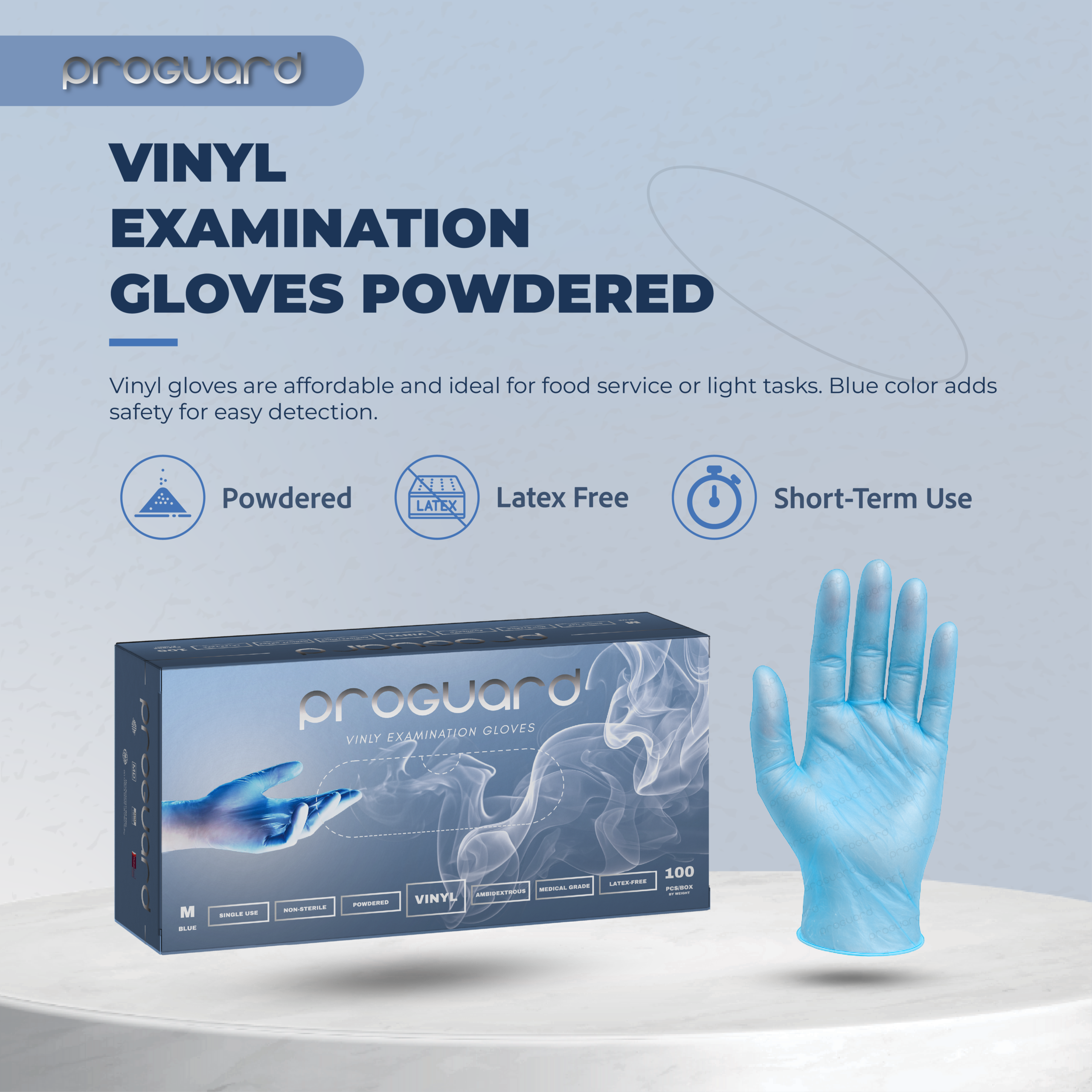 Proguard Vinyl Gloves (Blue - Powdered) | 100pcs/box