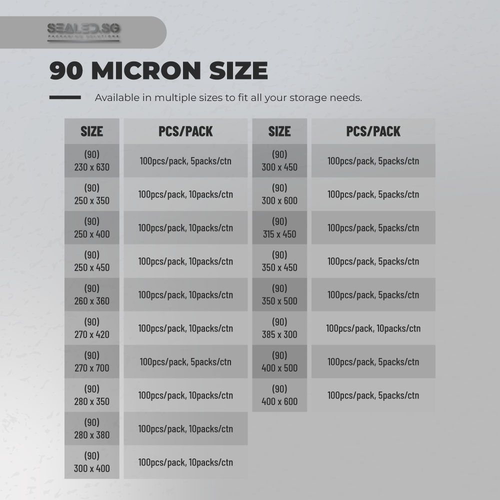 Sealed Vacuum Bag - Standard Range 90micron (−40°C to 70°C) | 100pcs/pack - Image 5